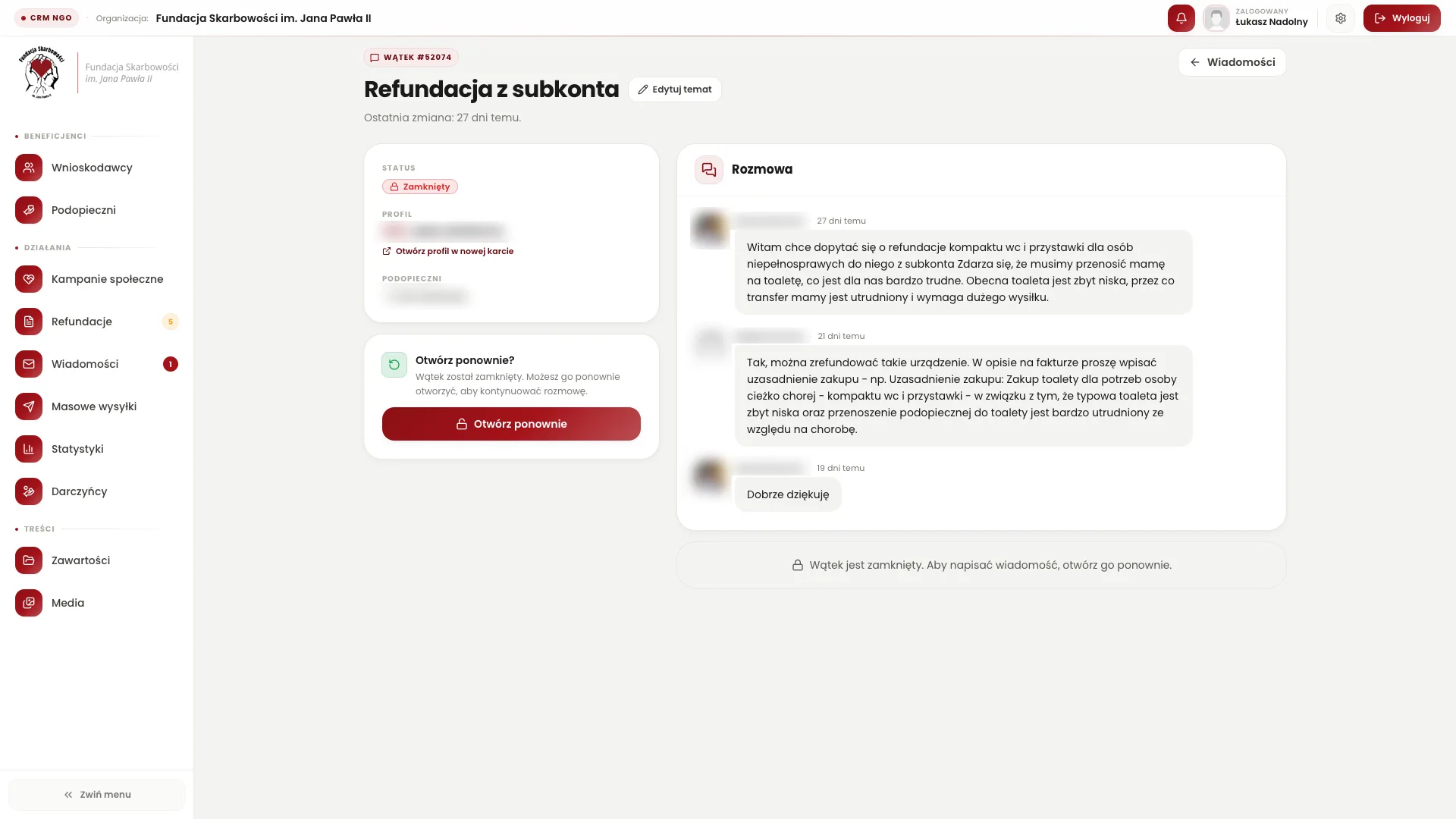 Aplikacja CRM NGO - zrzut 08