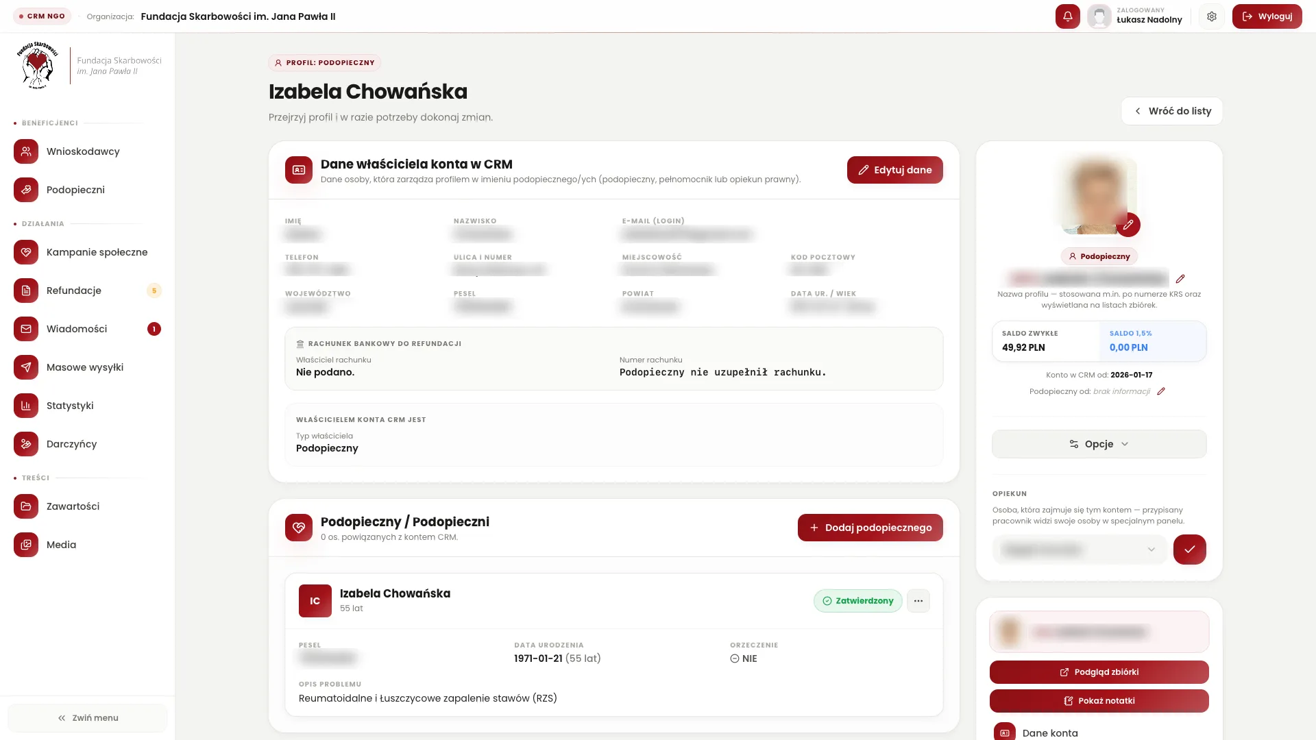 Aplikacja CRM NGO - zrzut 03