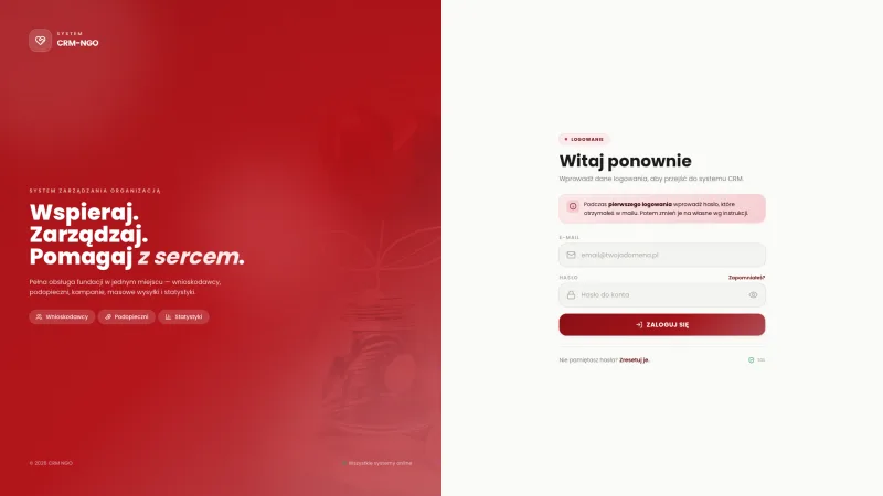 Aplikacja CRM NGO - Aplikacja Webowa