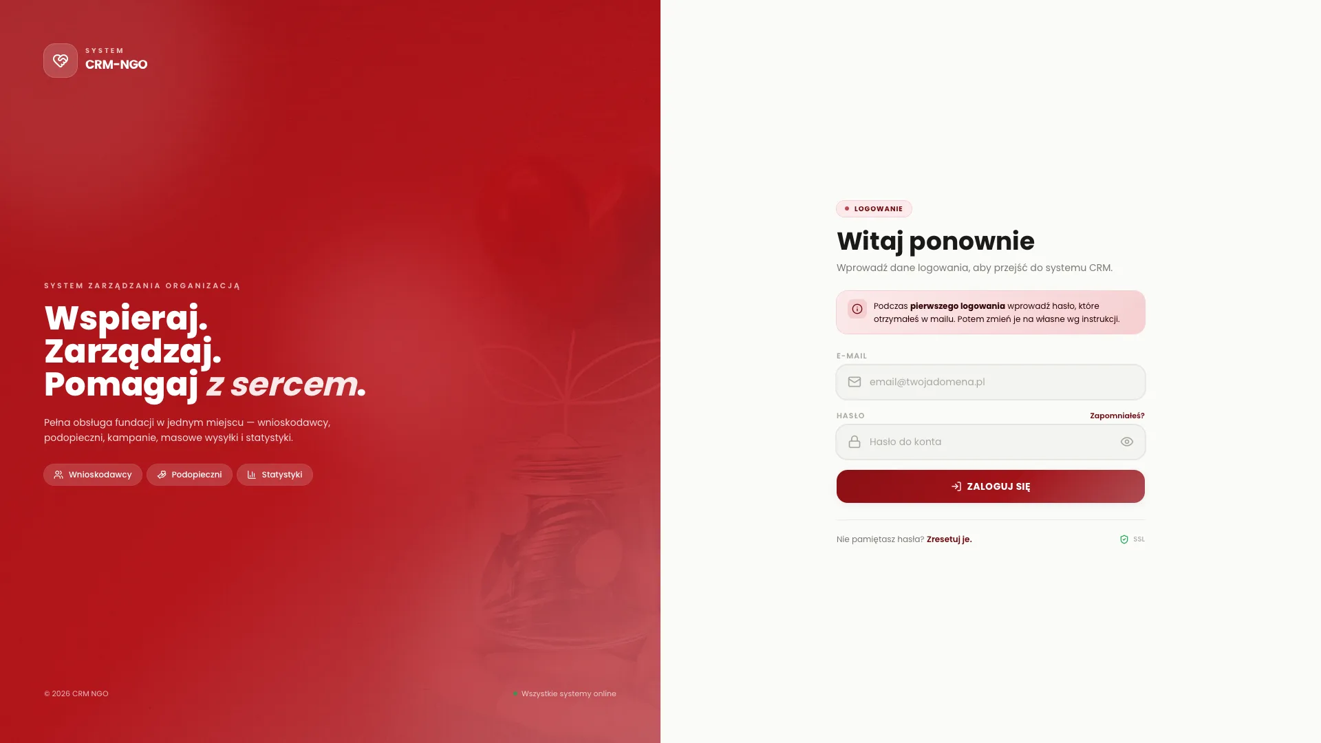 Aplikacja CRM NGO - zrzut 01