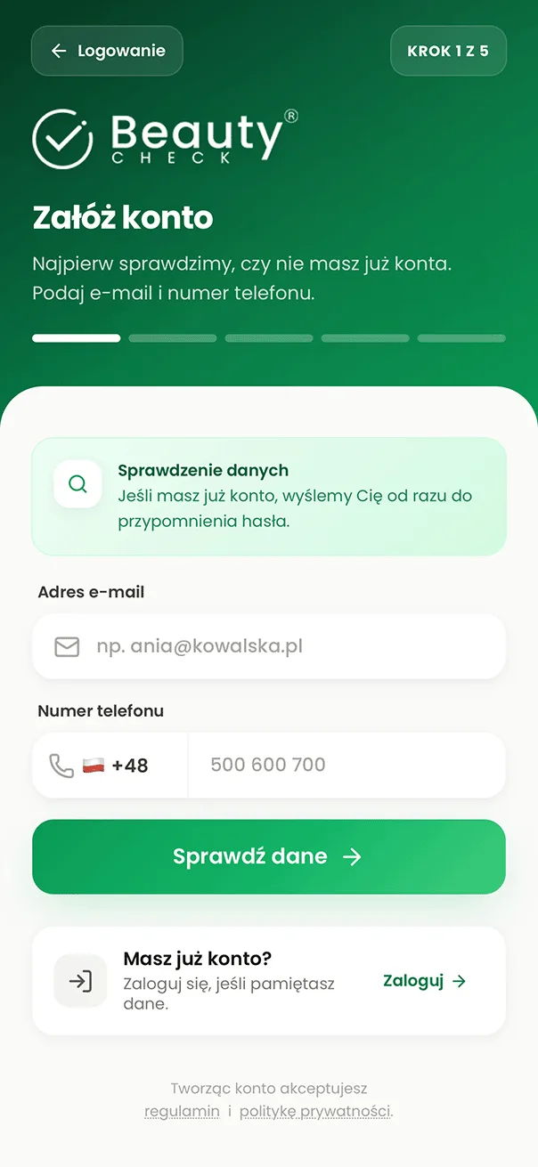 BeautyCheck dla Klientów - zrzut 01